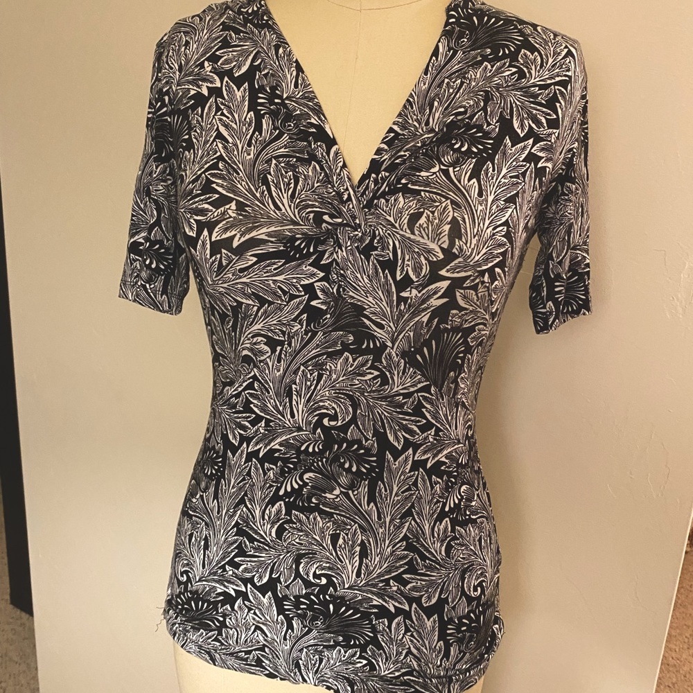 Carmen Black and White Floral V-Neck